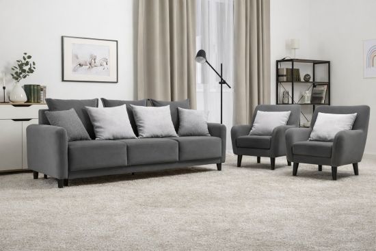 Հավաքածու Բազմոց + 2 Բազկաթոռ NIK DAKOTA ТД 591 Vendetta 11 (графитовый серый) - 29245