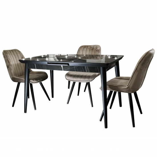  Հավաքածու սեղան, 4 աթոռ T 687 BLACK - 24872