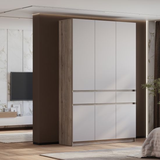 Պահարան BTS BAGIRA 3 դուռ ШК-08 Дуб смоки/Кашемир - 29190