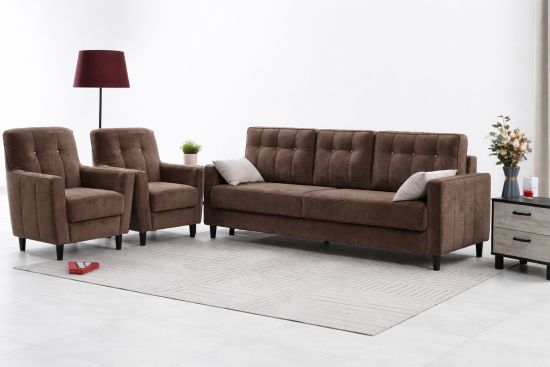 Հավաքածու բազմոց + 2 բազկաթոռ NIK ARNO(коричневый перламутр) - 29213