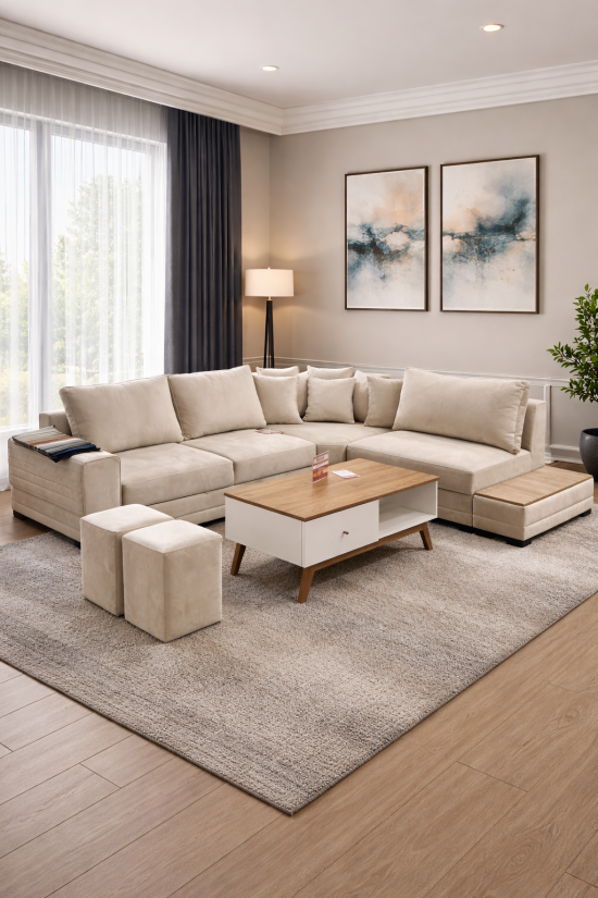 Բազմոց անկյունային, պուֆիկներով Modern - 29333