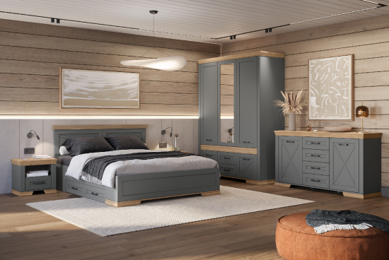 Ննջասենյակի կահույք BRW MARSELLE  Дымчатый алмаз/Дуб урбан - 29303